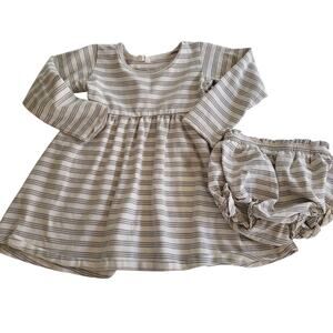 Quincy Mae Gray Striped Dress & Bloomers